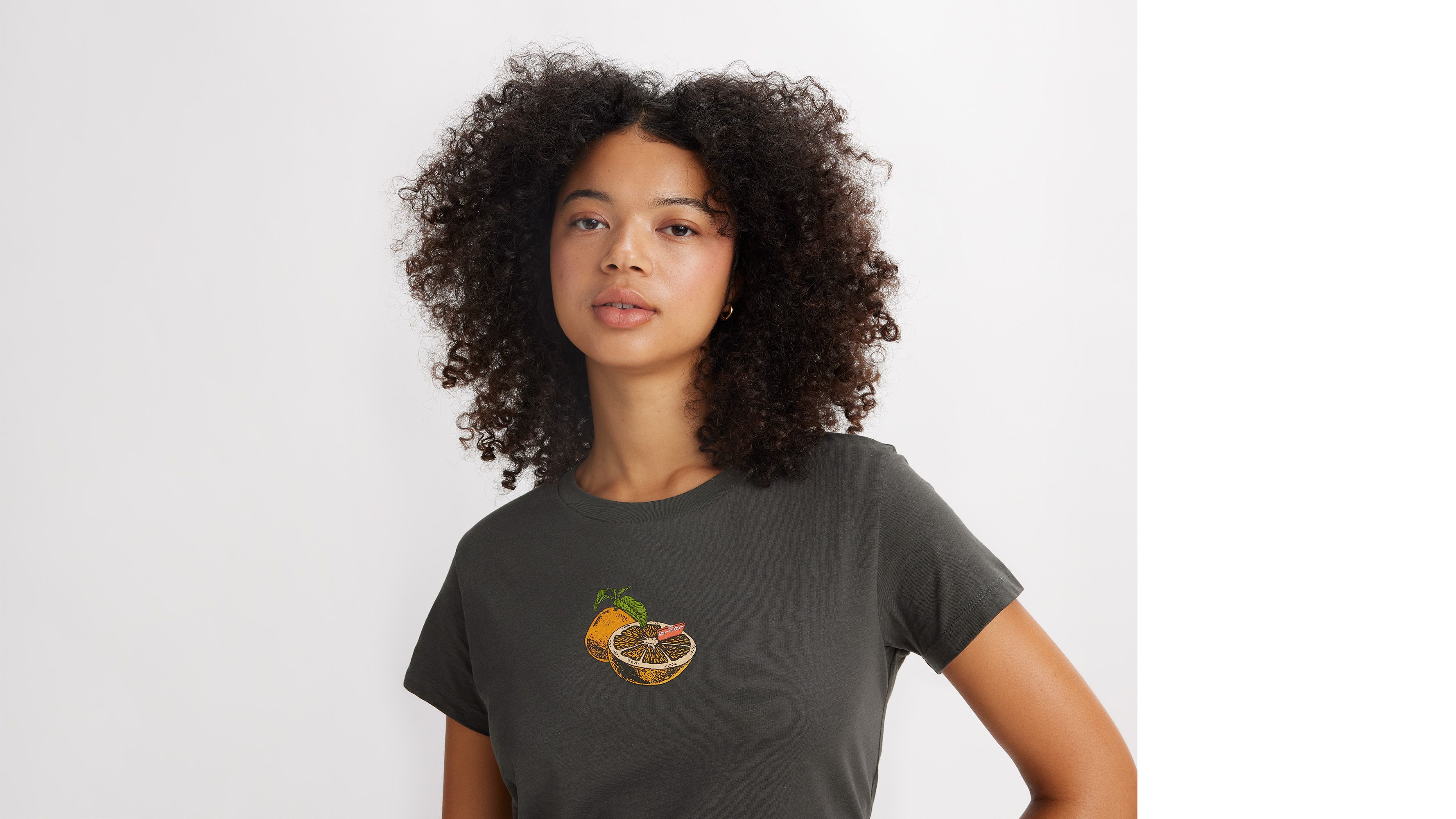 T-shirt graphique Boxy - Tab Orange Pirate Black - Noir
