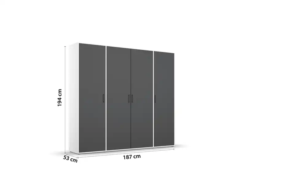 Drehtürenschrank Absetzung: Weiß 187 cm 4 Stück