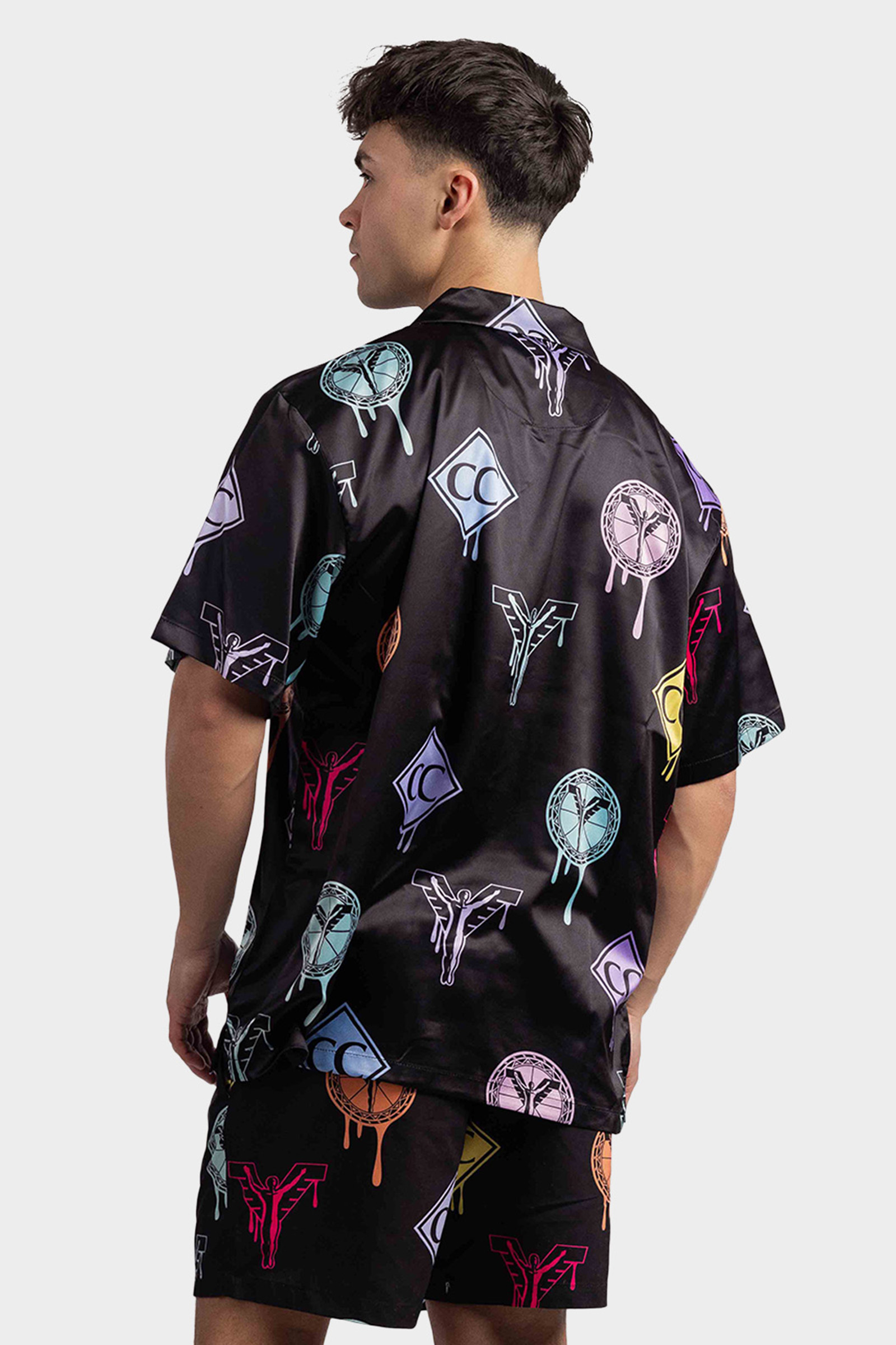 Carlo Colucci C4732 201 Logo Print Shirt Heren Zwart