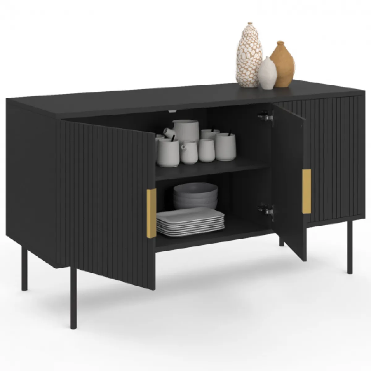 Idmarket market Buffet Marcel Noir 3 Portes