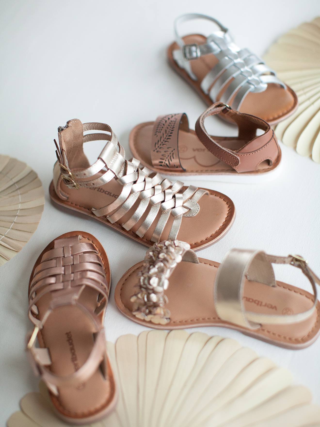 Sandálias de couro estilo alpargata para meninas, cinza metálico médio