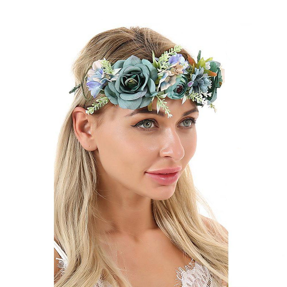 (Ø16cm) Haar Blumenkranz Party Accessoire Rosen Haarband für Hochzeit / Junggesellinnenabschied - Blau