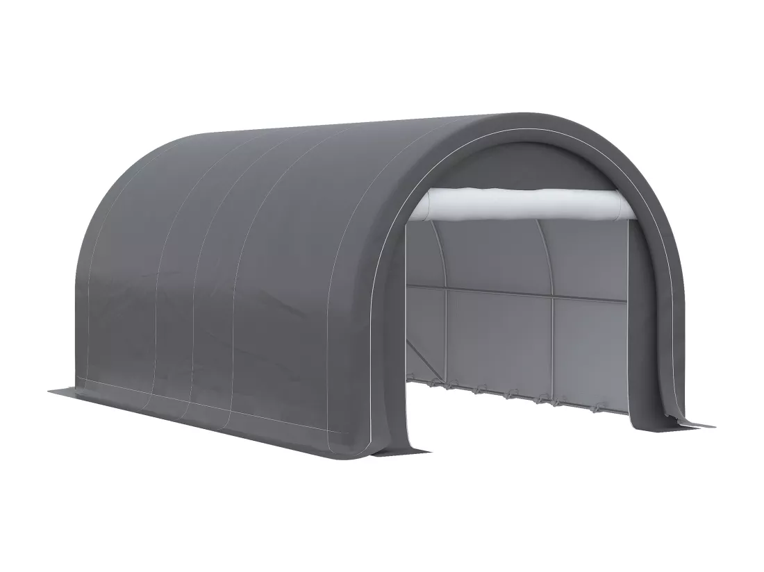 Tente garage carport dim. 5L x 3l x 2,4H m acier galvanisé robuste PE haute densité 190 g/m² imperméable anti-UV gris
