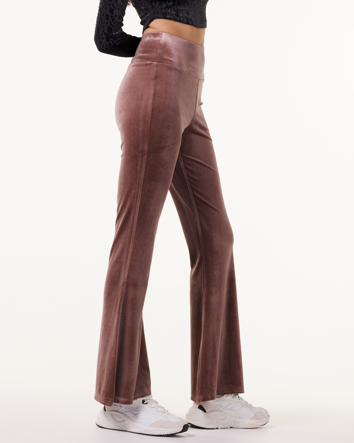 Bumpro Monogram Velour Flare Pants Red Mustang