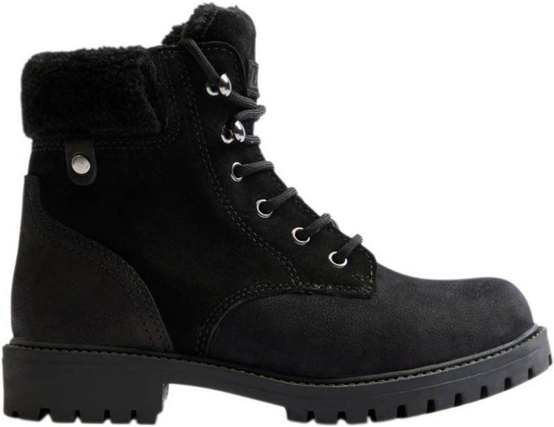 Landrover Gevoerde Leren Veterboots Zwart