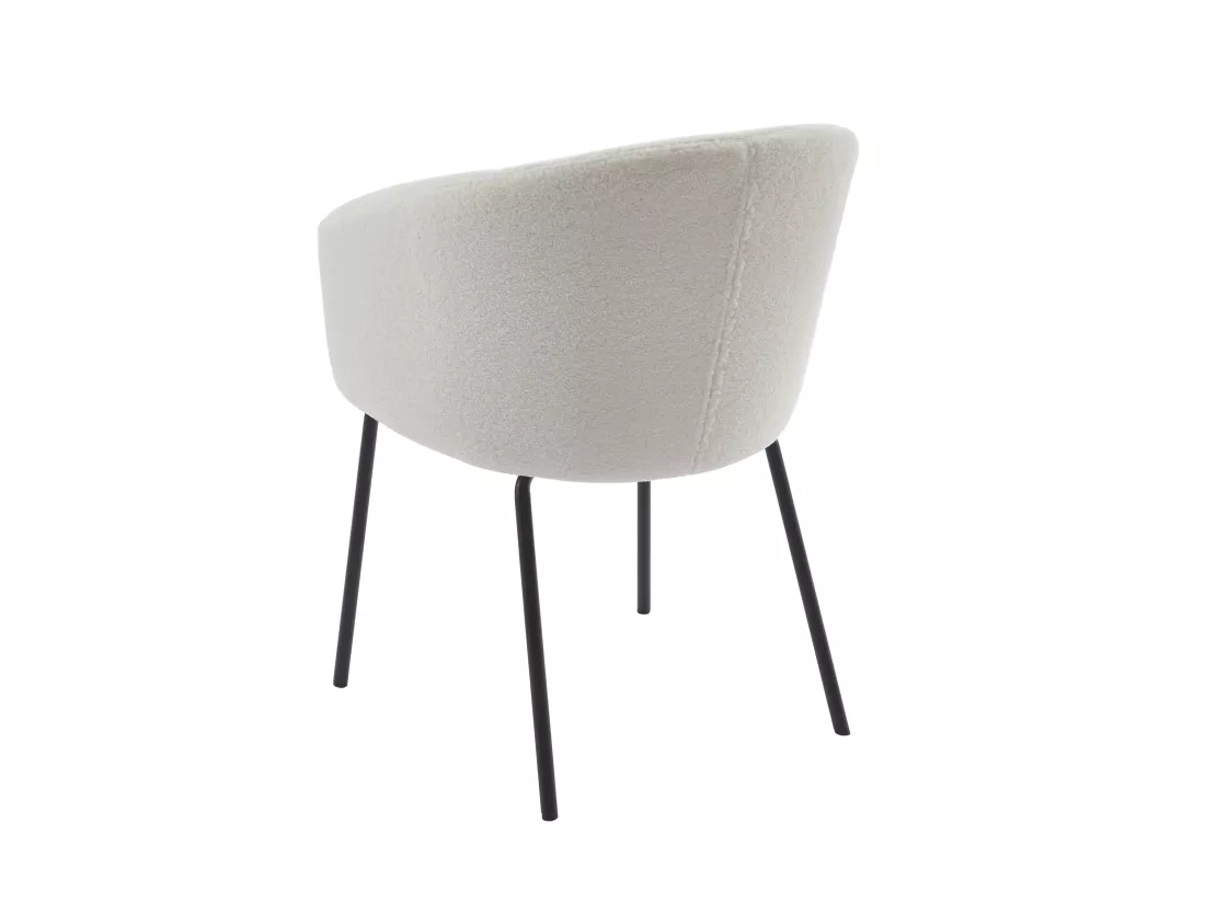 Lot de 2 chaises avec accoudoirs en tissu bouclette et métal - Crème - MORONI de Pascal MORABITO