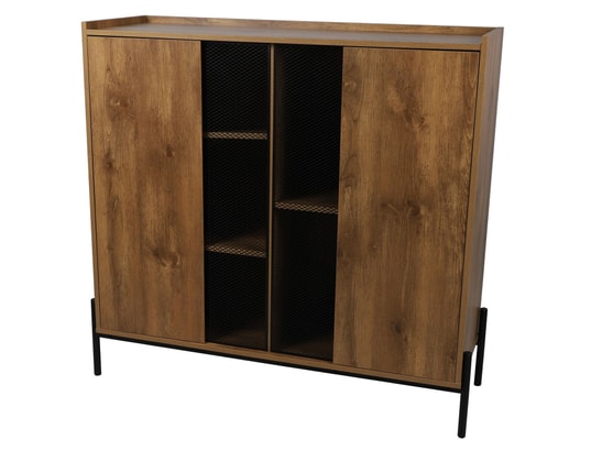 URBAN LIVING - Buffet 2 portes helio en bois et métal - marron et noir
