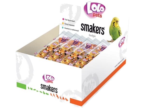 Lolo Pets Smakers box for undulat, jordbær, 12 stk./box