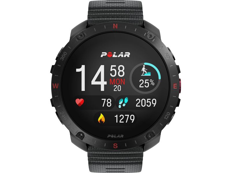 POLAR Sportuhr Grit X2 PRO Schwarz, M/L Sportuhr mit optischer Pulsmessung und Smartwatch-Navigation