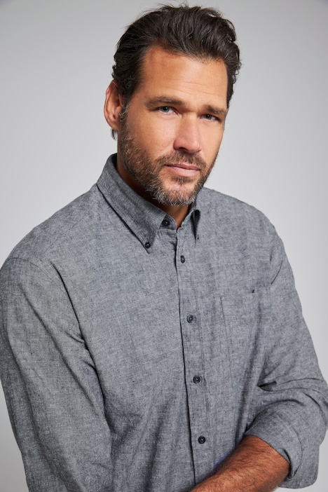 Leinenmixhemd, Langarm, Buttondown-Kragen, Modern Fit