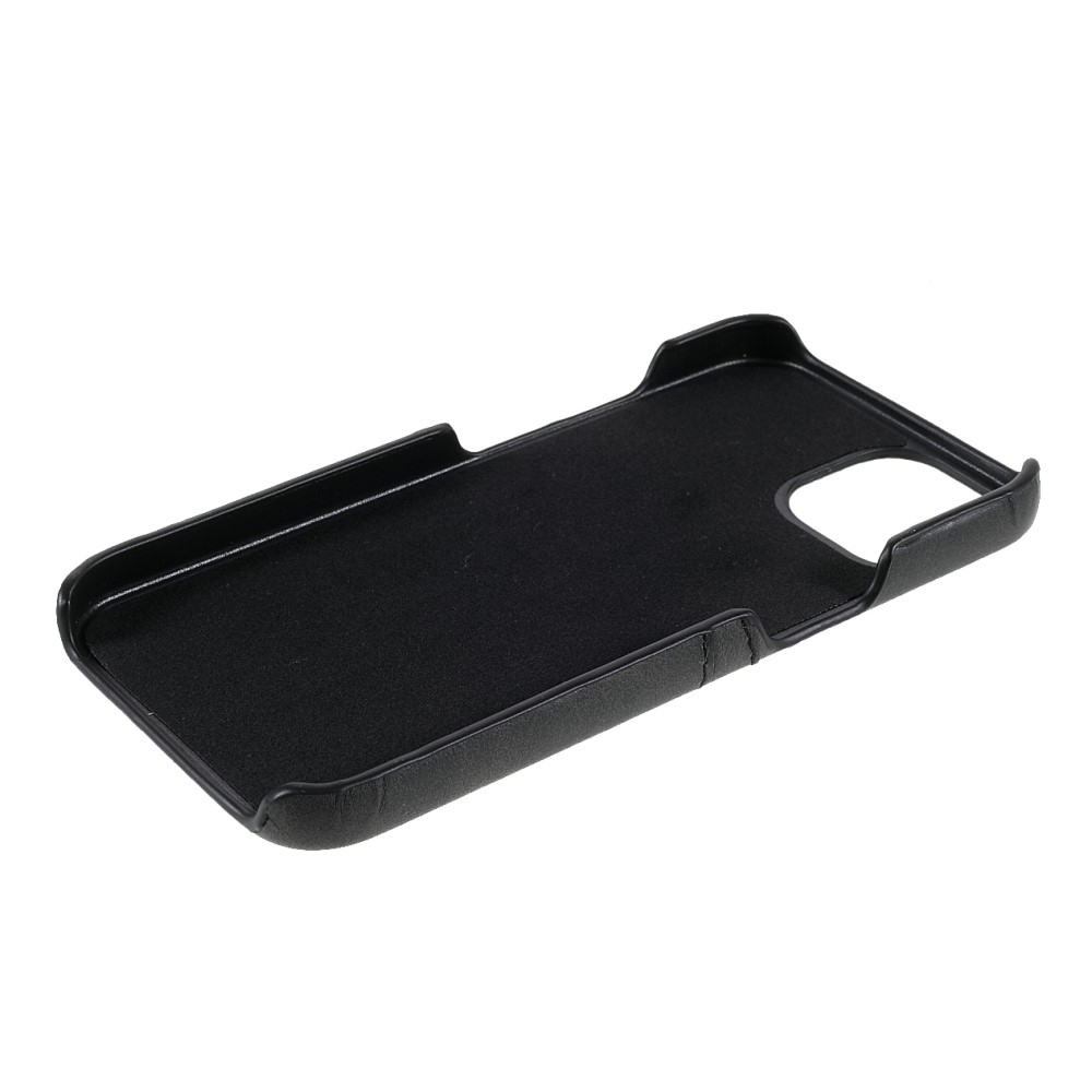 iPhone 13 Leder Hülle Snap Case   Kartenfach - Schwarz