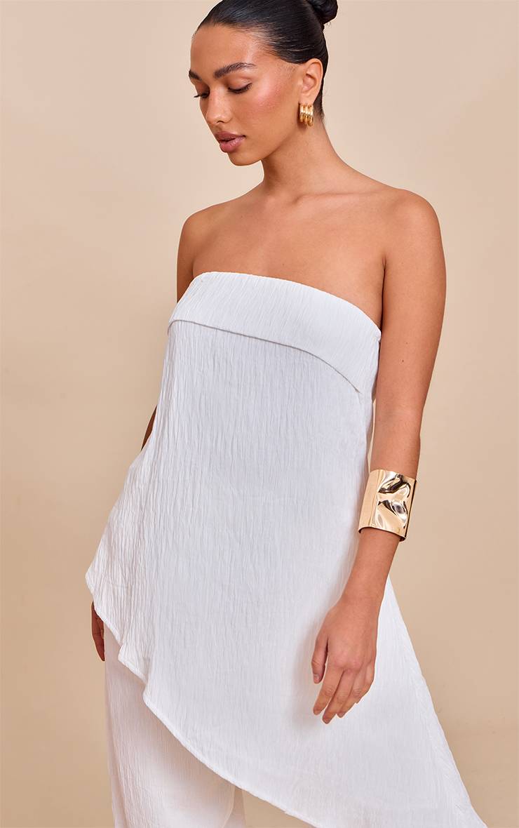 Blanc Haut Bandeau À Détail Drapé Asymétrique