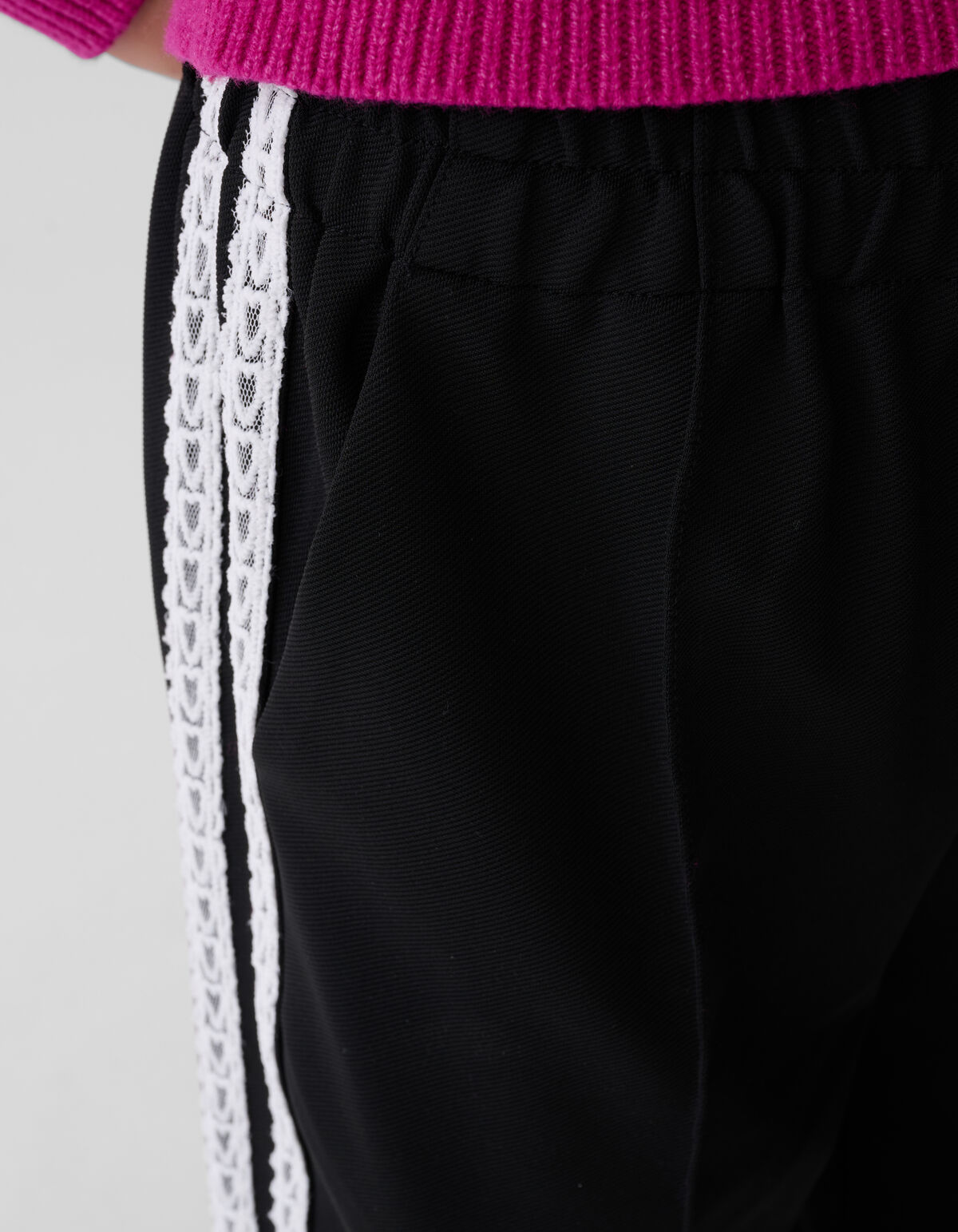 Sporty Wide Leg Broek Zwart