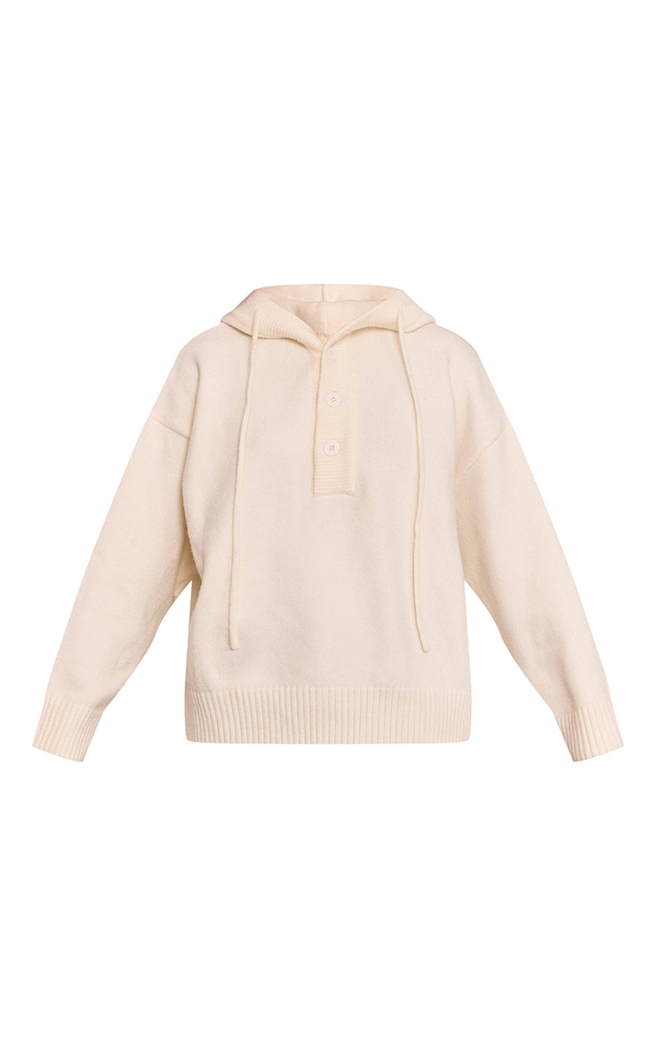 Crème Sweat À Casynthétiqueche Oversize En Maille Avec Détails Boutonnés