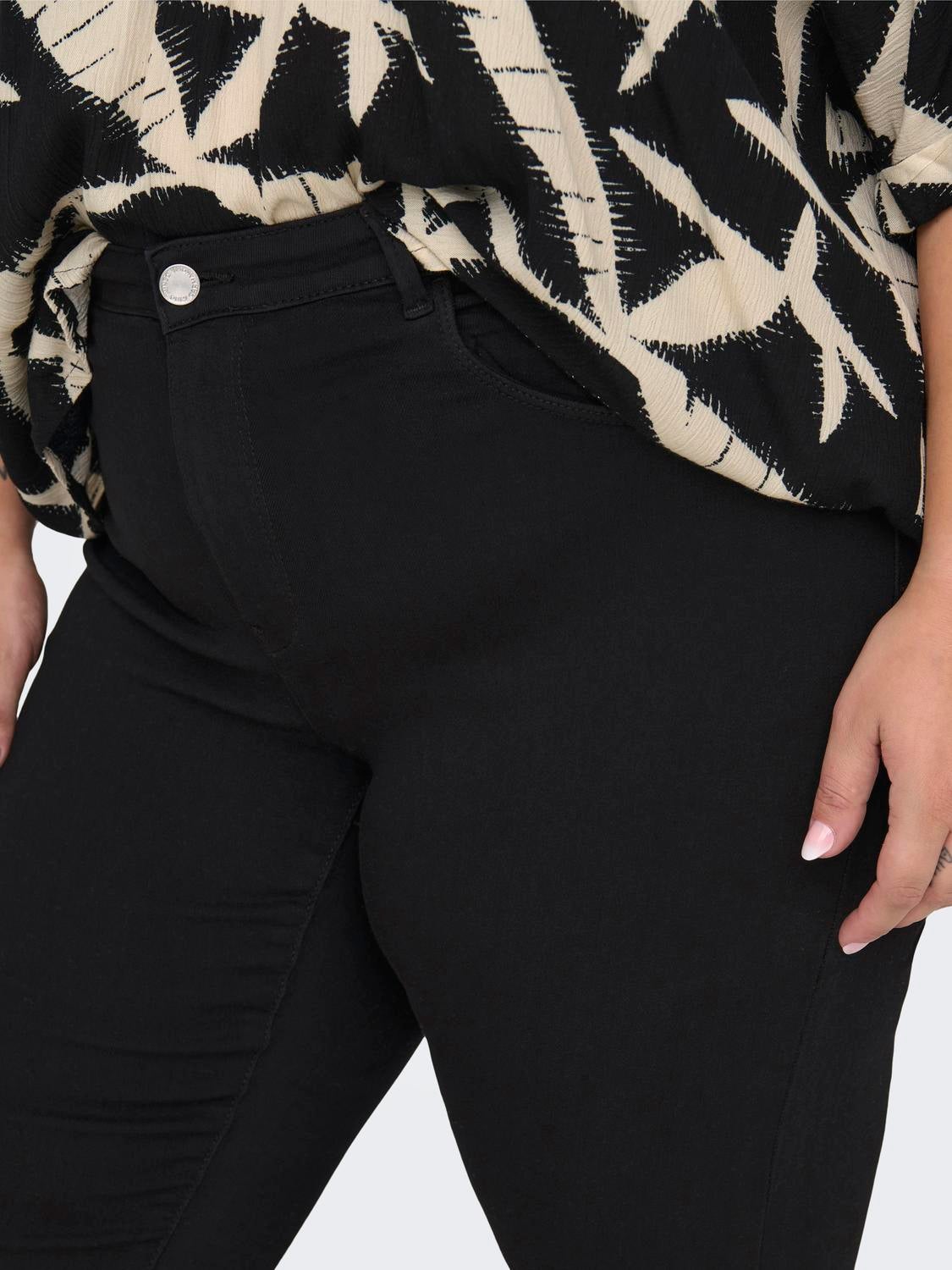 CARTHUNDER Mittlere Taille Ausgestellt Jeans Black Denim
