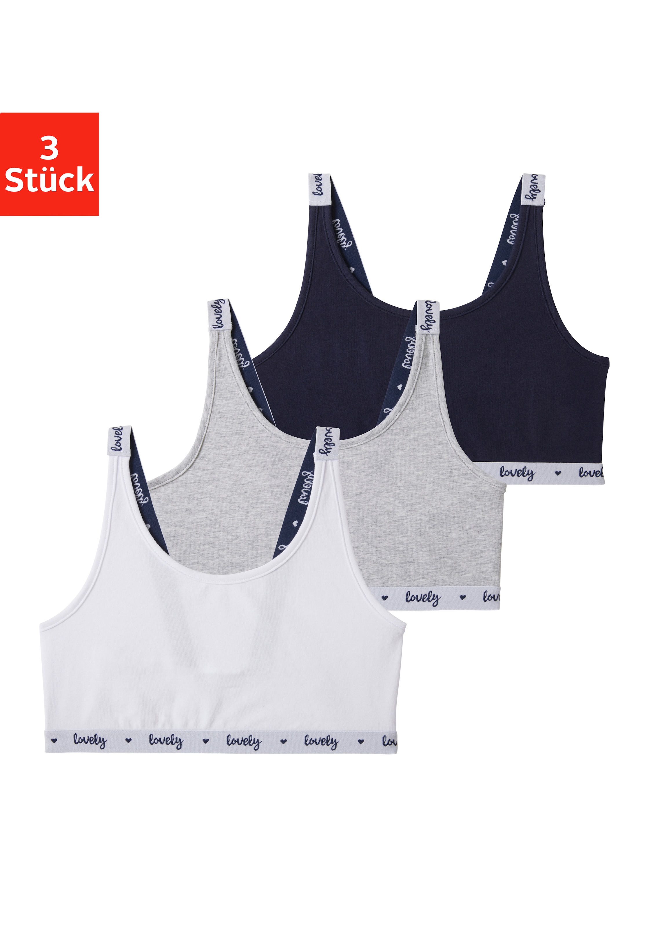 Buffalo Bustier Packung, 3 Stk. mit bedruckten Trägern