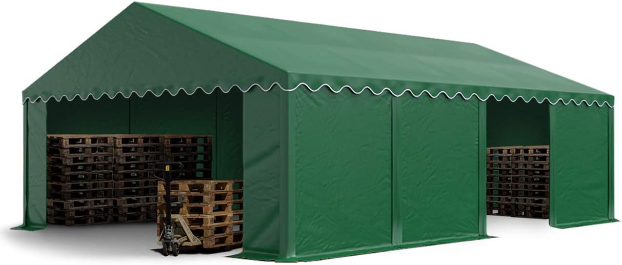 TOOLPORT Lagerzelt 5x8 m Zelthalle Unterstand Weidezelt PVC Plane 700 N wasserdicht in dunkelgrün