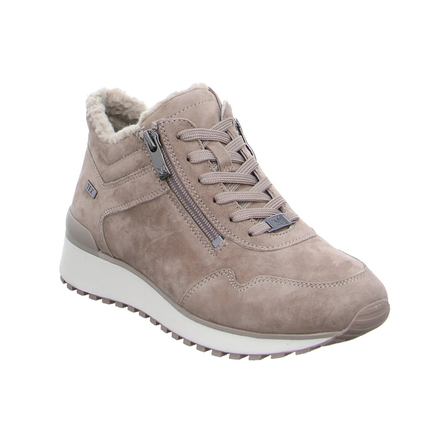 CAPRICE Comfort-Mid Cut Sneaker Taupe Leder  mit TEX