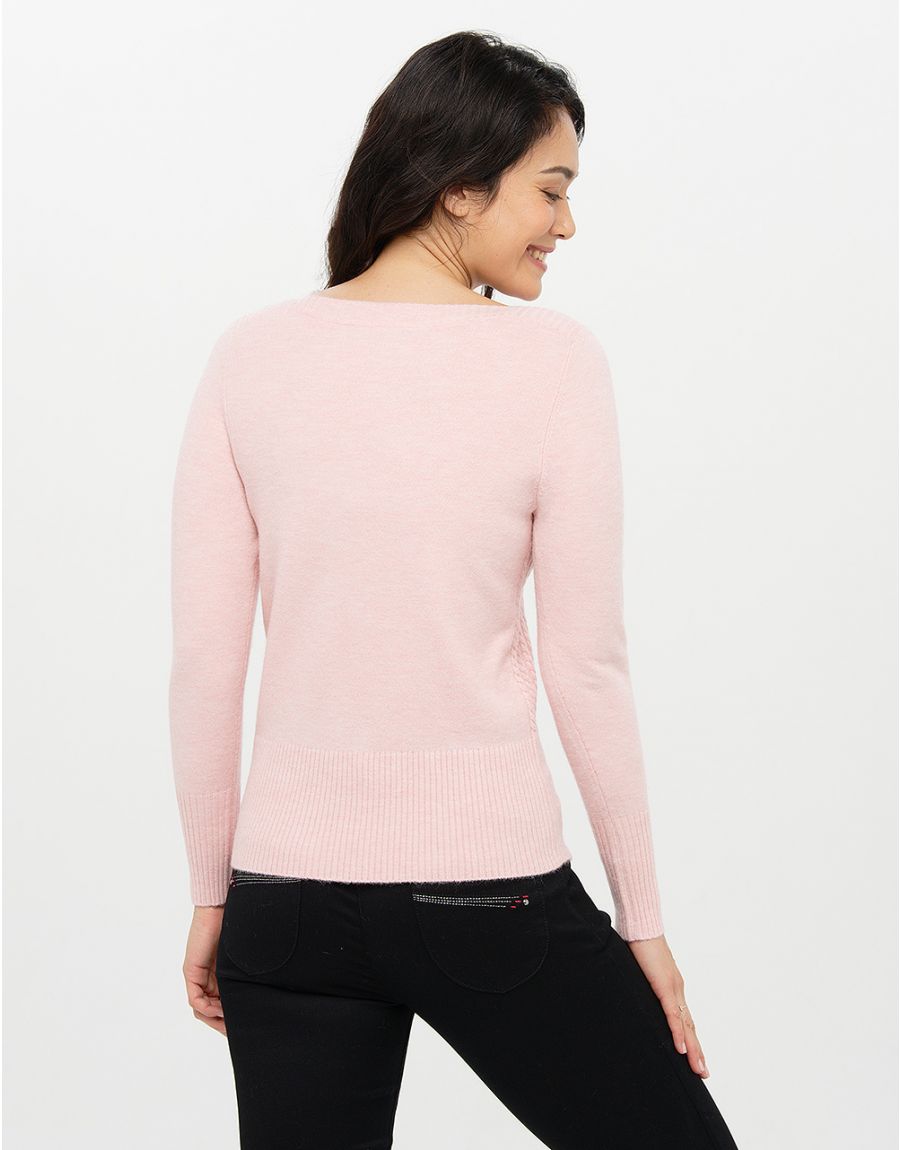 Pull col bateau rose