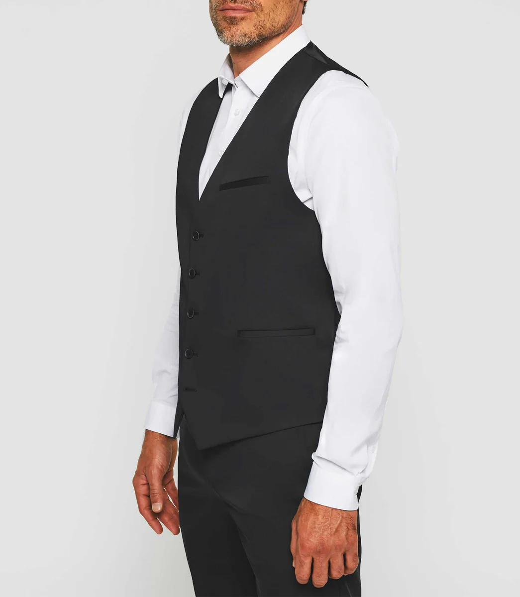 Gilet de costume tissu technique noir 