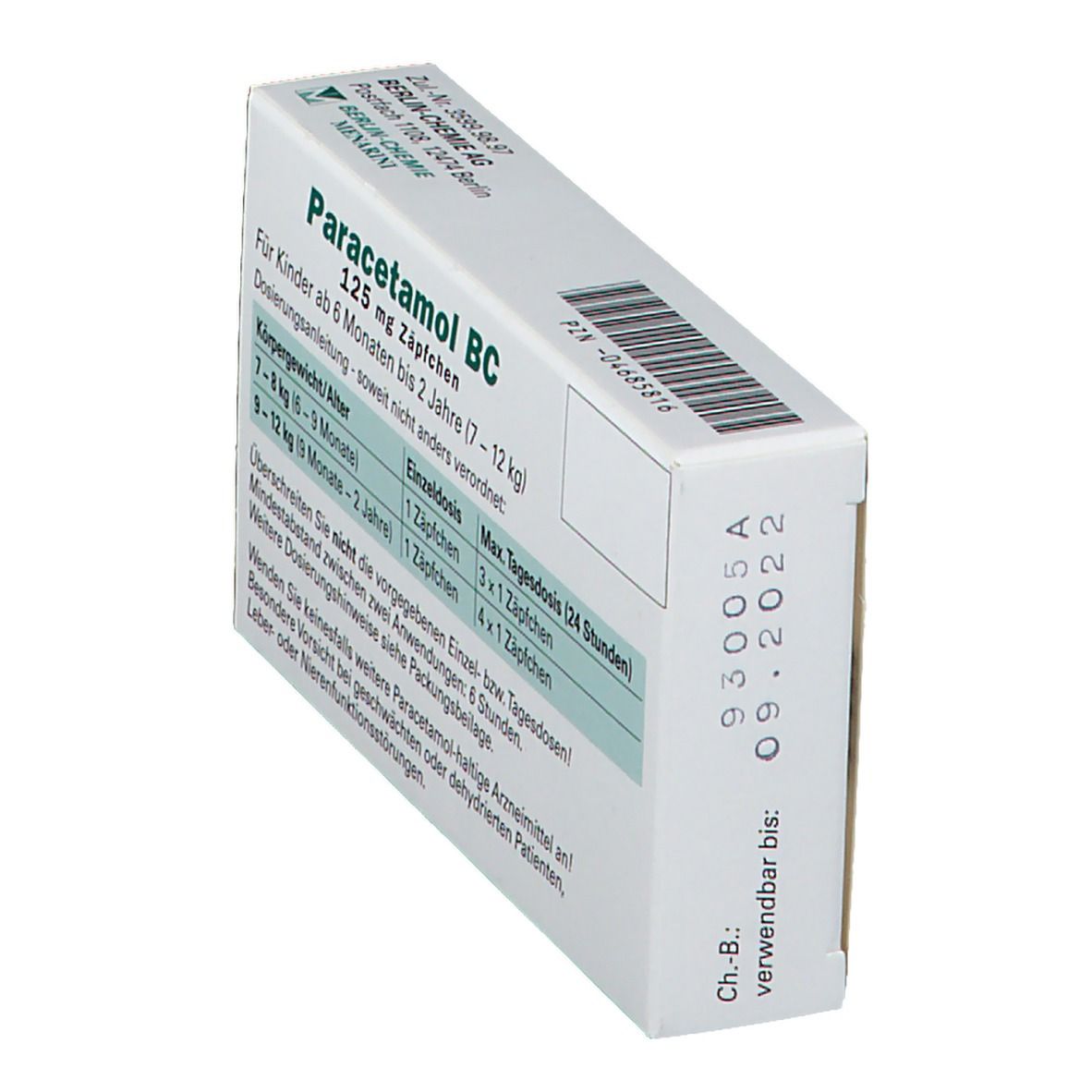 Paracetamol BC 125 mg Zäpfchen