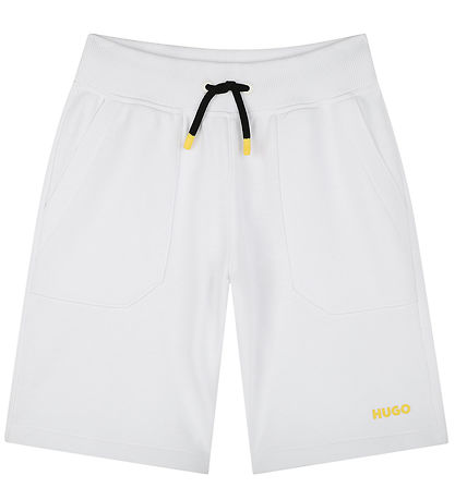HUGO Sweatshorts - Weiß m. Gelb