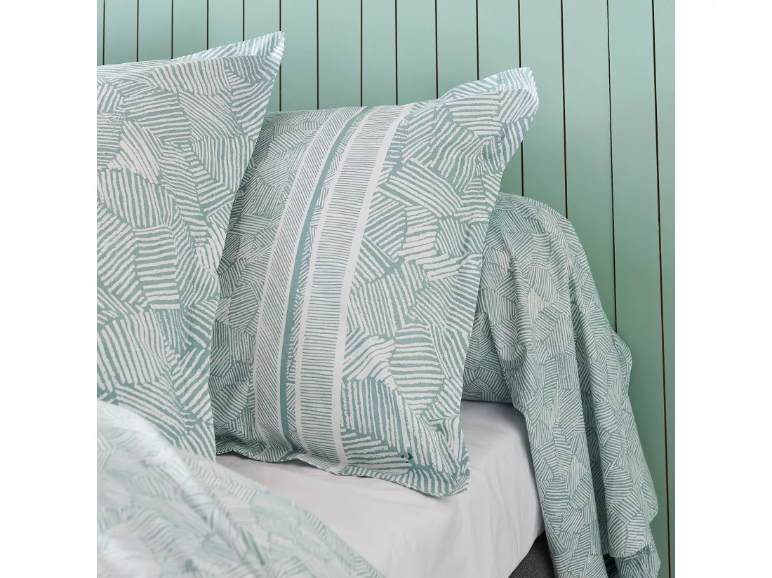 Housse de couette 260x240 cm coton LÉO bleu Ecume