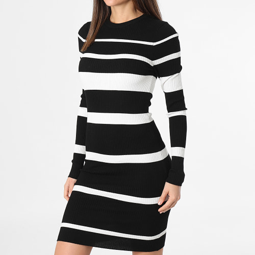 Robe Pull Femme Mauve Noir Blanc