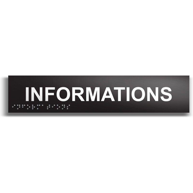 Informations - Plaque de porte en braille et relief - 25 x 5cm