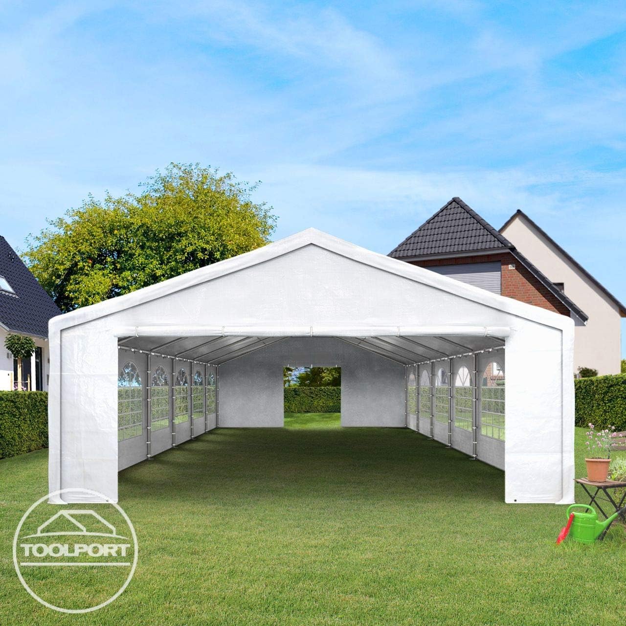 TOOLPORT Hochwertiges Partyzelt 3x2 m Pavillon Zelt PE Plane 450 N Gartenzelt Festzelt Wasserdicht weiß