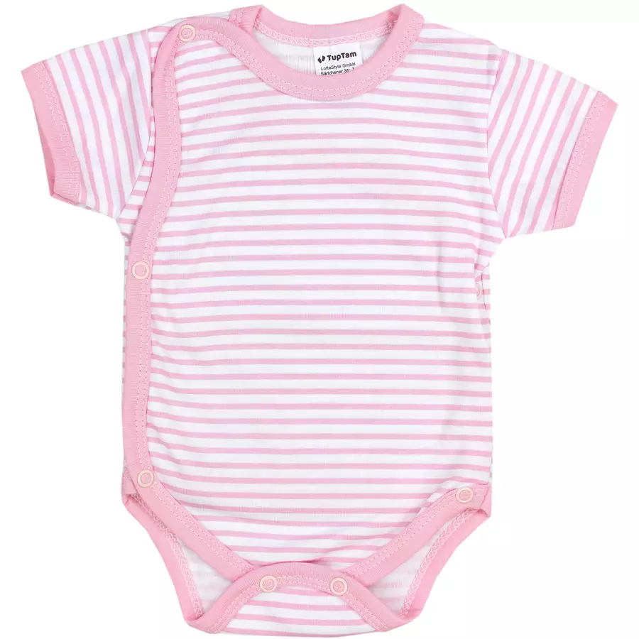 TupTam Baby Mädchen Kurzarm Wickelbody 5er Set rosaweiß