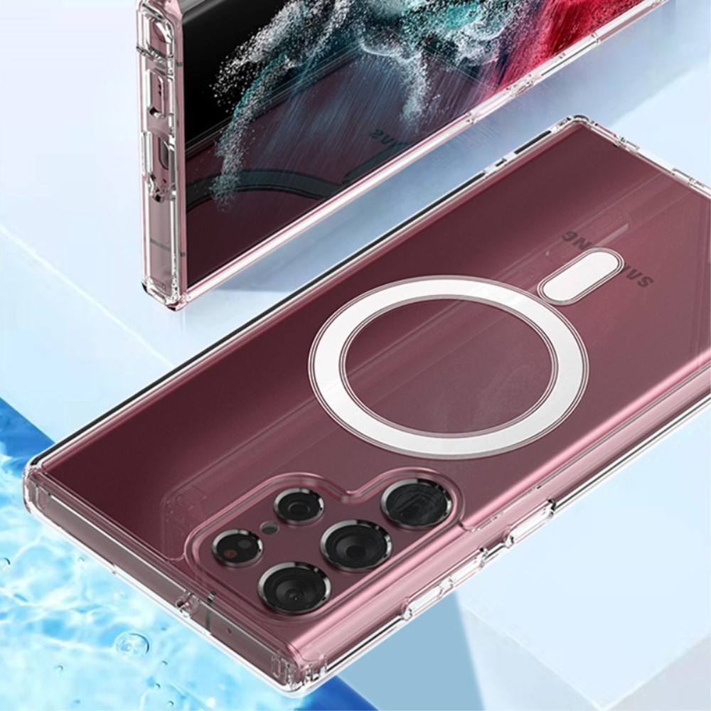 Samsung Galaxy S24 Ultra Magnetische Gummi Hülle mit Air Cushion Fallschutz   MagSafe-Modul - Transparent