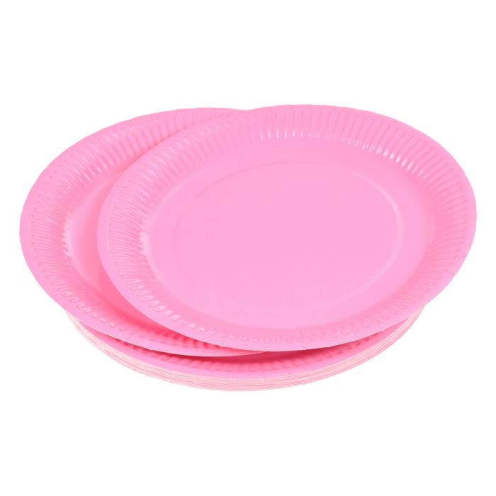 SET 20 ASSIETTES RONDES D.23CM ROSE CLAIR