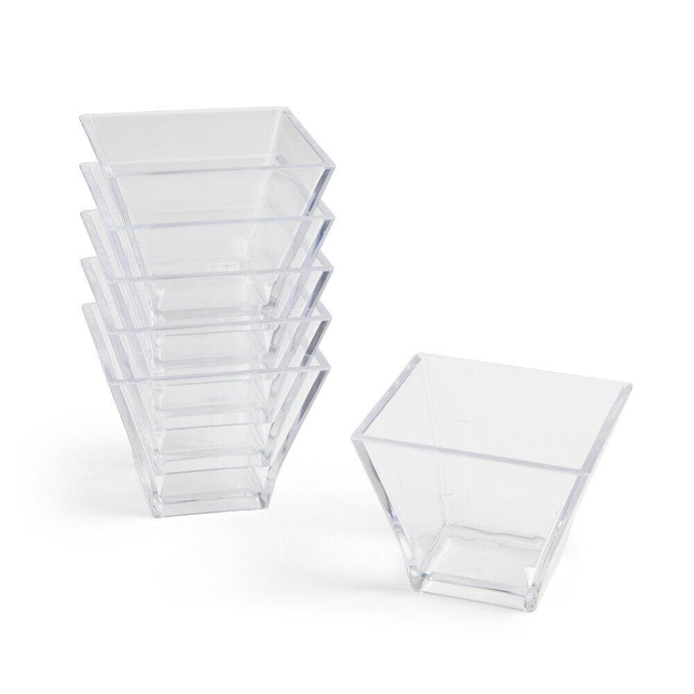 Lot de 6 verrines 88ml en plastique transparent 6x6xH5cm