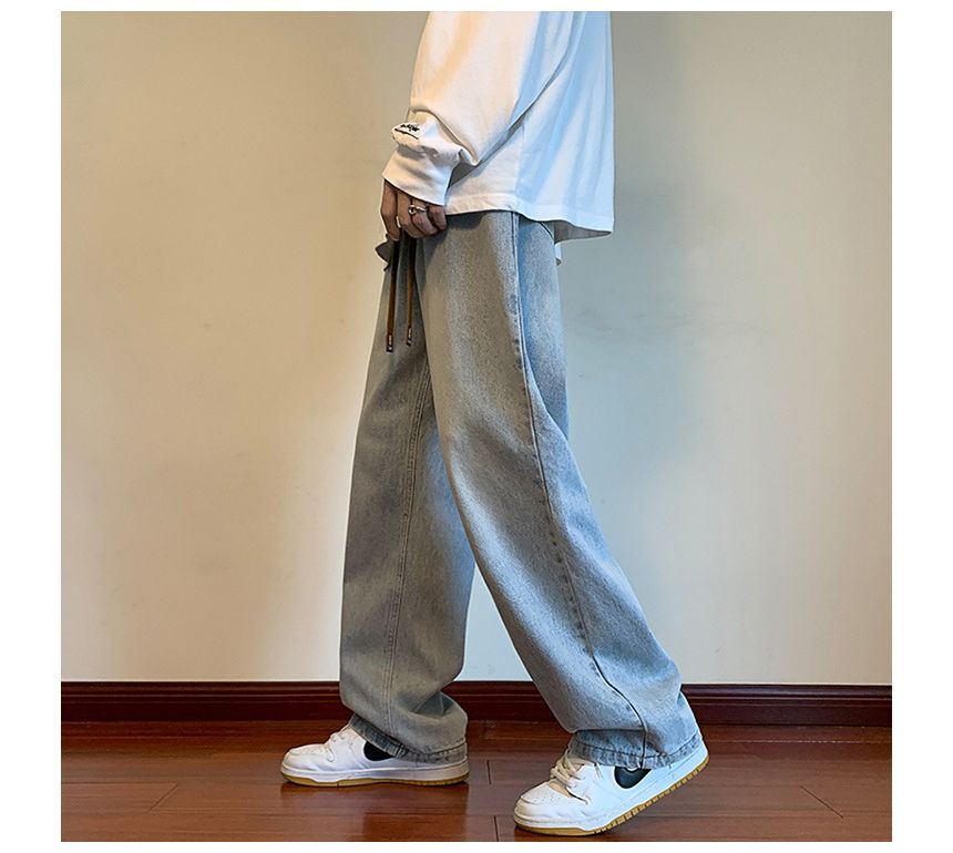 POSI - Mid Rise Washed Wide Leg Jeans