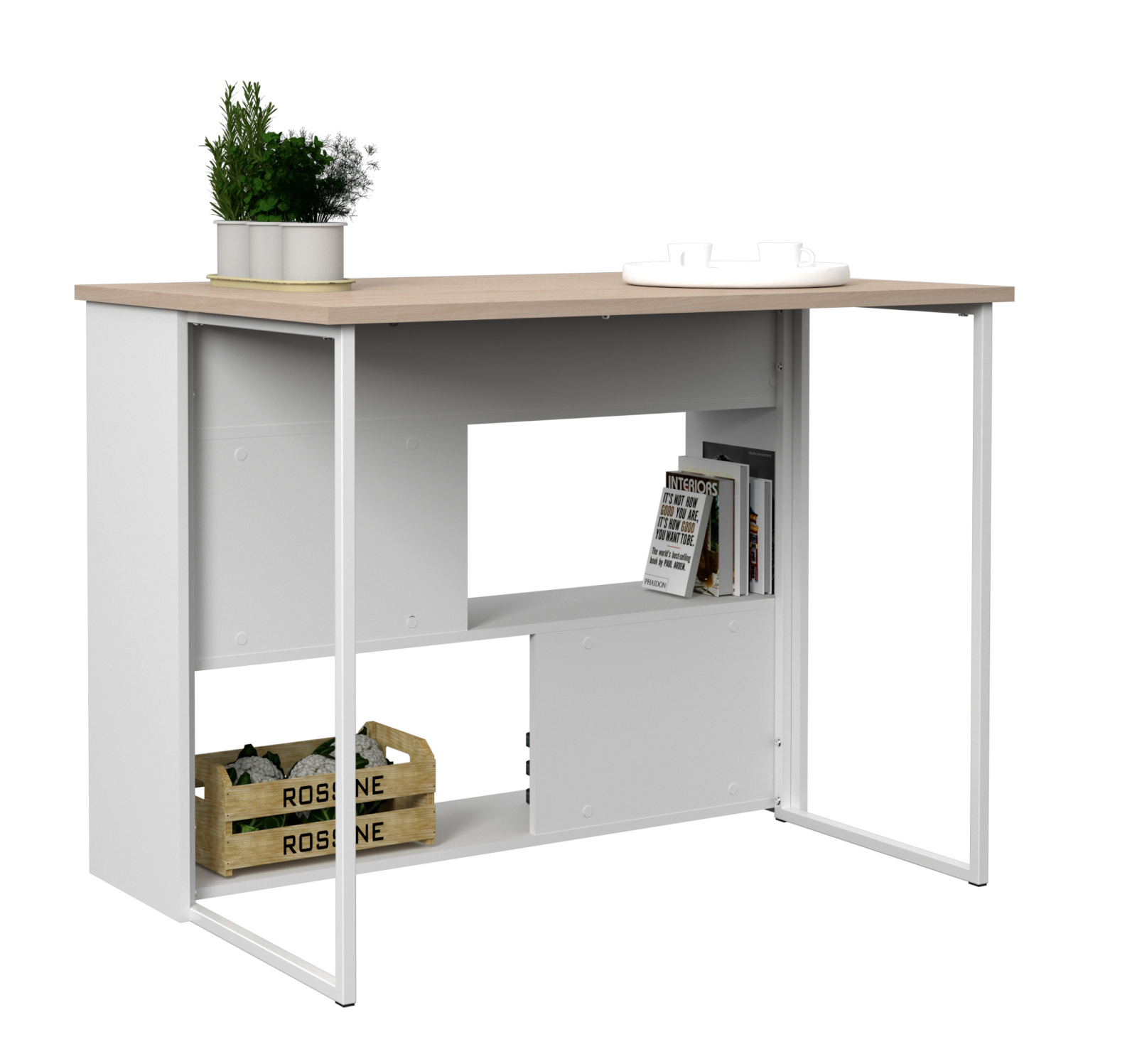 Kücheninsel SOCOOL 1 - weiß - Eiche Jackson - 116 cm