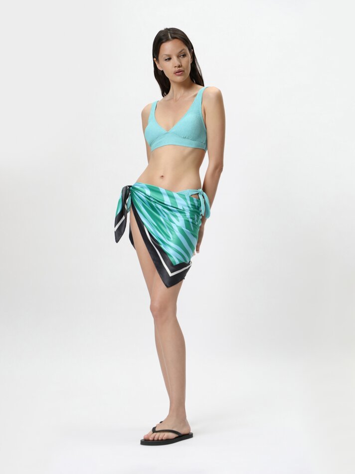 Top de biquíni triangular texturizado - Turquesa