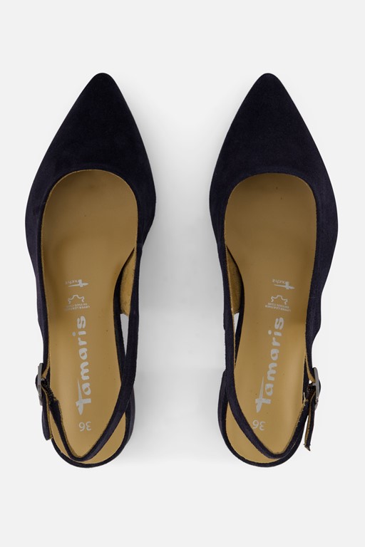 Tamaris Slingback Pumps blauw Leer