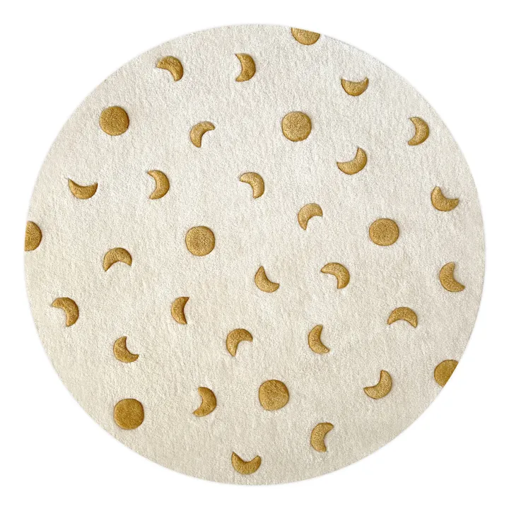 Maison Deux Tapis rond Lunes en laine | Doré
