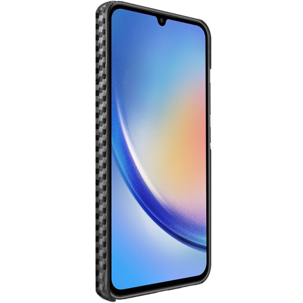 Samsung Galaxy A54 5G Hardcase Leder Hülle im Carbon Look - Schwarz