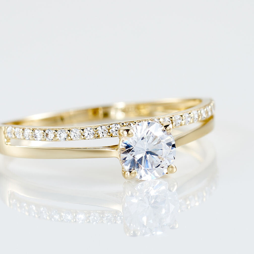 Bague Solitaire Anatoline Or Jaune Oxyde De Zirconium