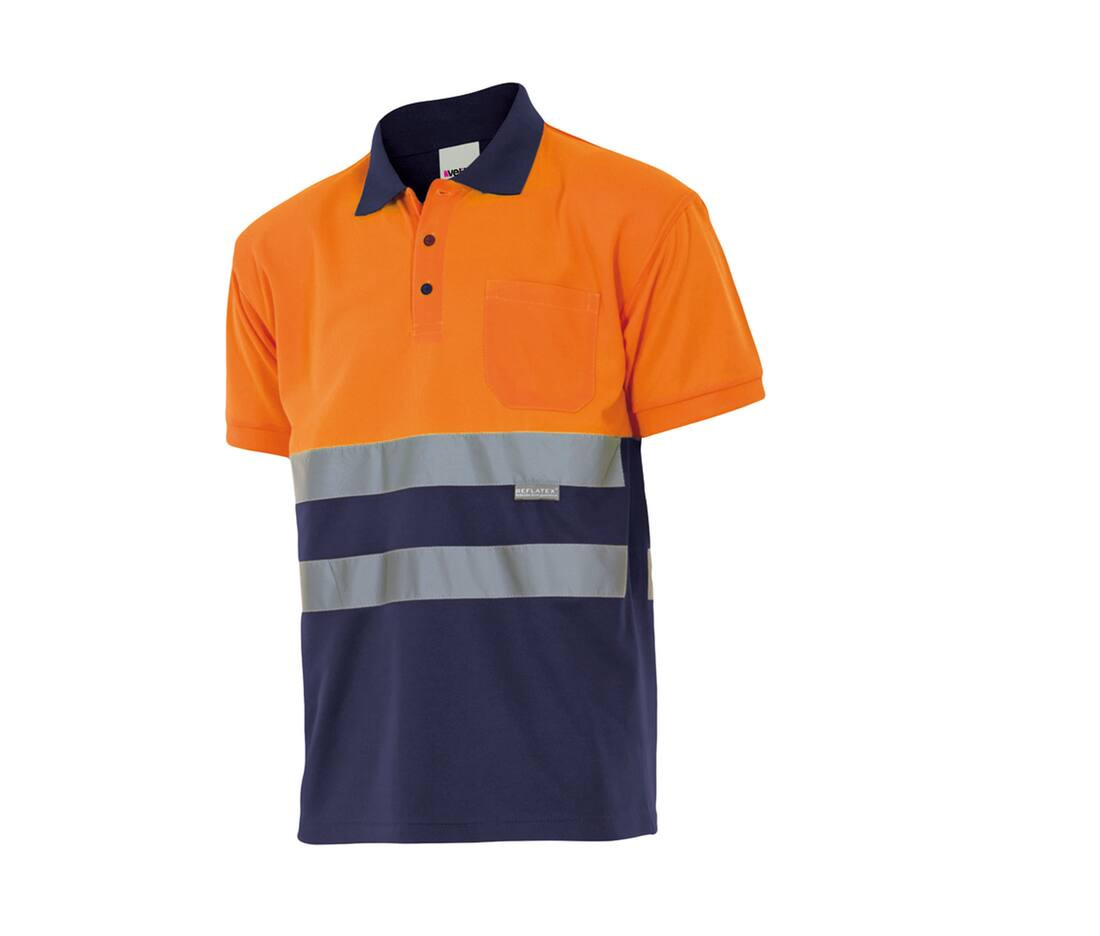 VELILLA VL173 - Polo Bicolore Manches Courtes Haute Visibilité