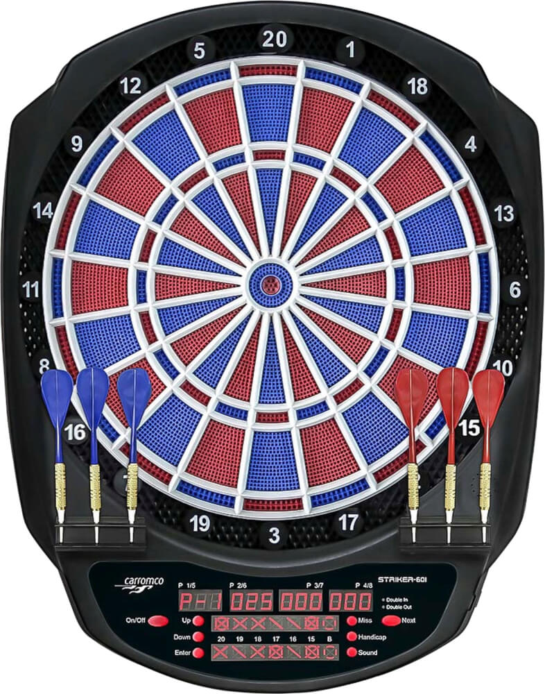 Carromco Elektronik Dartboard Striker-601, Mit Adapter, 2-Loch Abstand