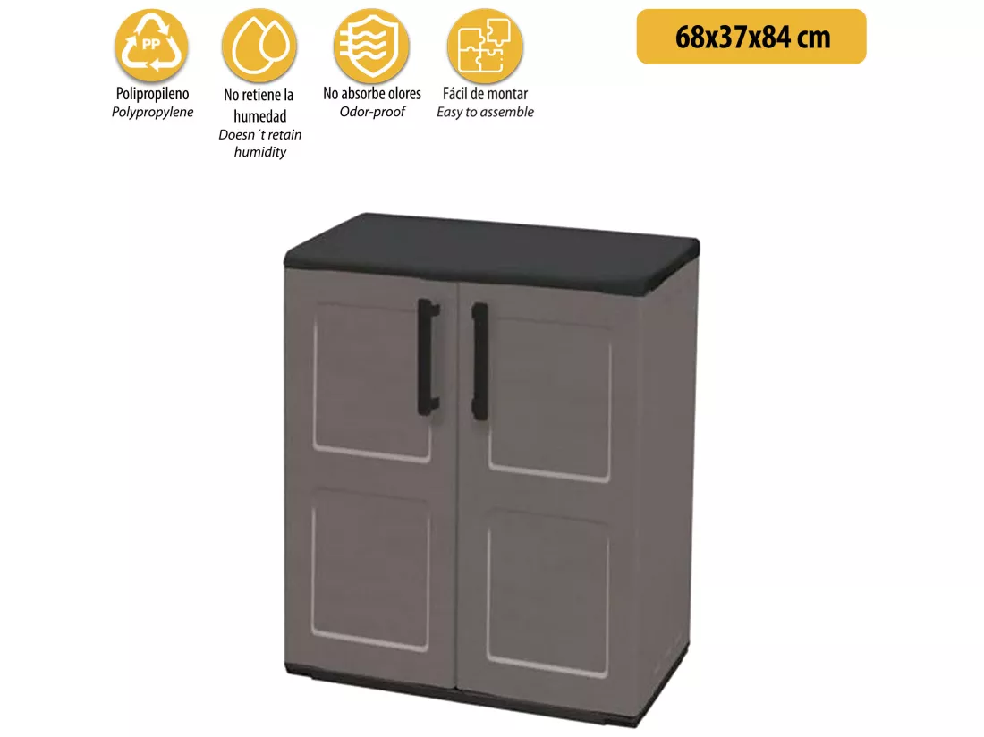 Armoire en matériau écologique et recyclable, avec charnières en acier et étagères réglables, 680 x 370 x 840 mm