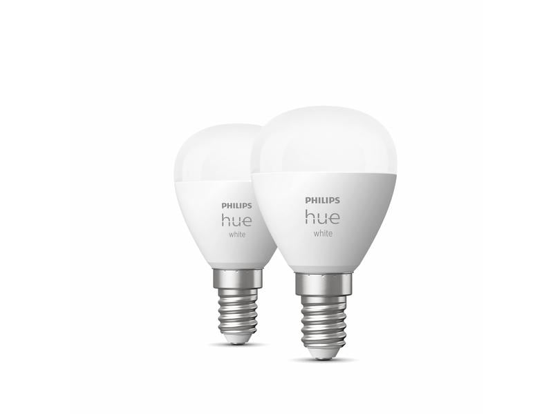 Philips Hue Leuchtmittel White E14 Luster Doppelpack 2 x 47 Per Bluetooth steuerbares Hue E14-Leuchtmittel