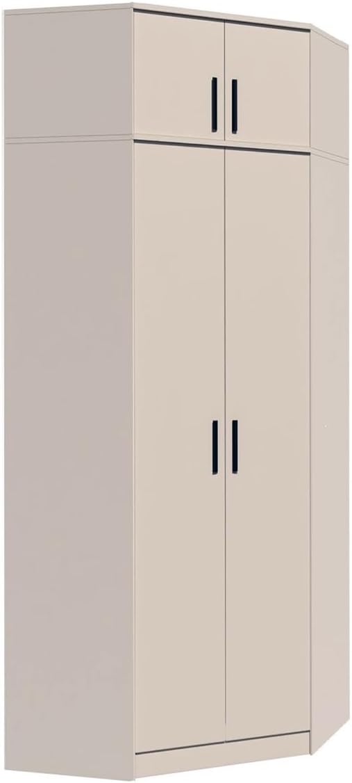 Marmex Kleiderschrank Eckschrank mit Kleiderstangen und Einlegeböden Mehrzweckschrank Schrank Kinderzimmer Schlafzimmer Möbel Flurschrank Grant G8+G15 C 91x235 cm Cashmere