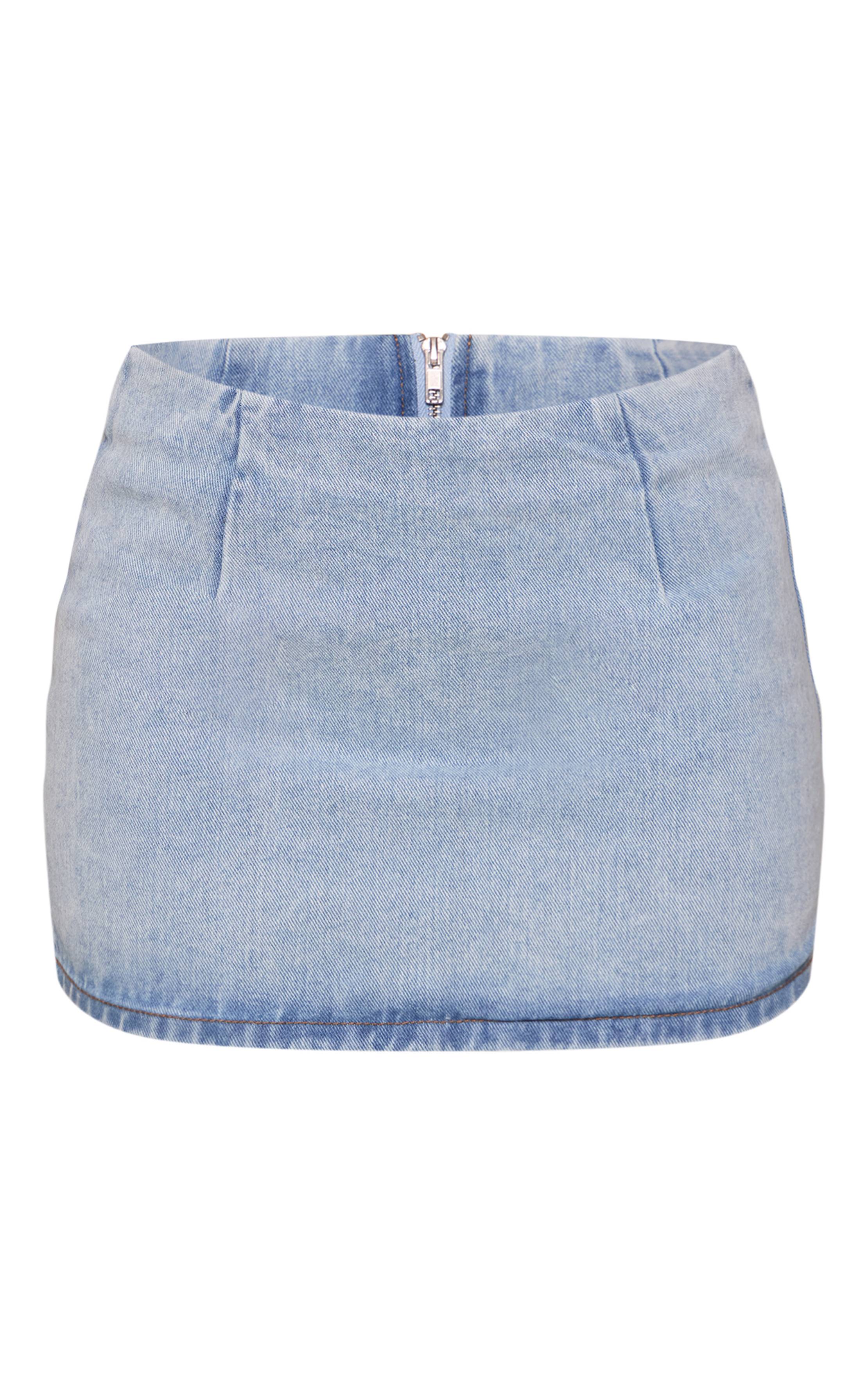 Bleu Clair Mini-jupe En Denim Petite