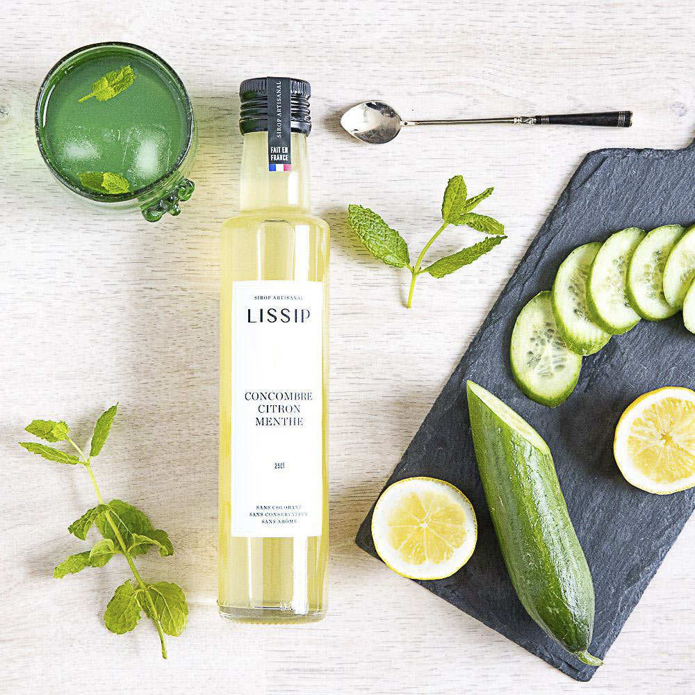 Sirop artisanal concombre, citron et menthe