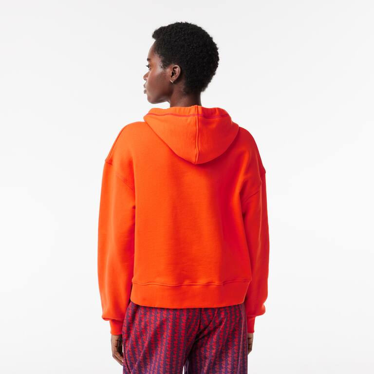 Sweatshirt à capuche avec crocodiles iconiques Sweatshirts - Orange - Lacoste - Femme