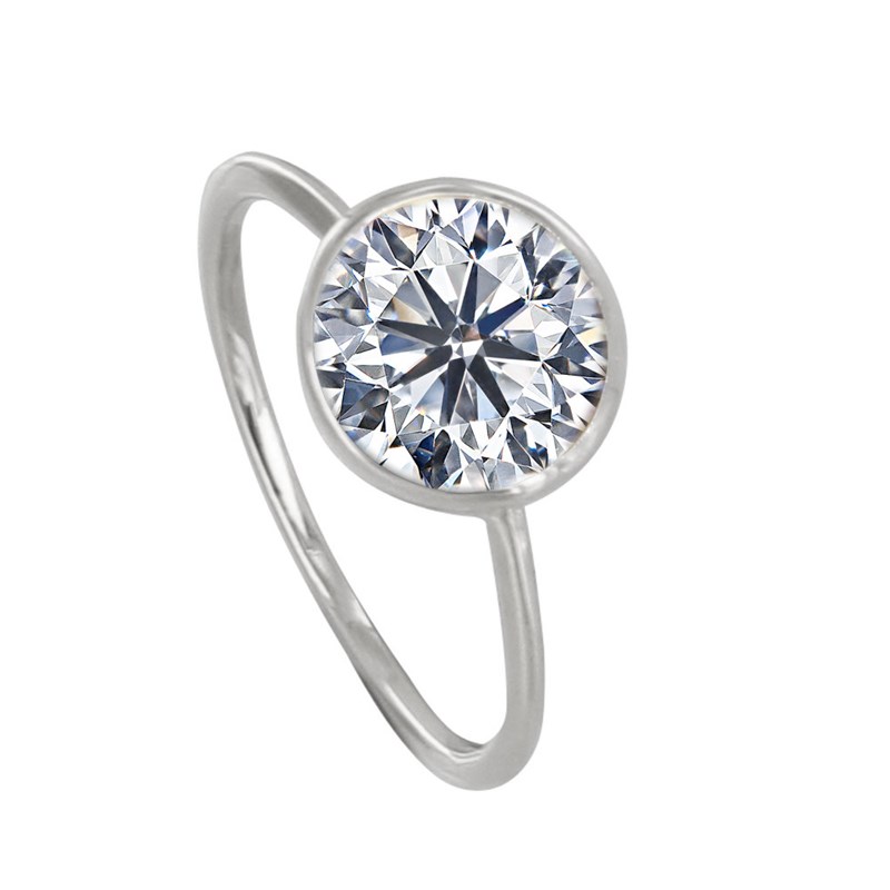Bague Argent Solitaire Serti Clos